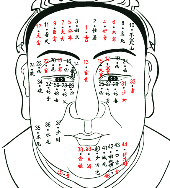 痣相圖解大全男臉
